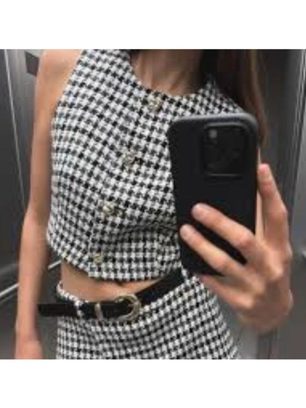 Zara Tweed Black and White Vest Size S Cropped